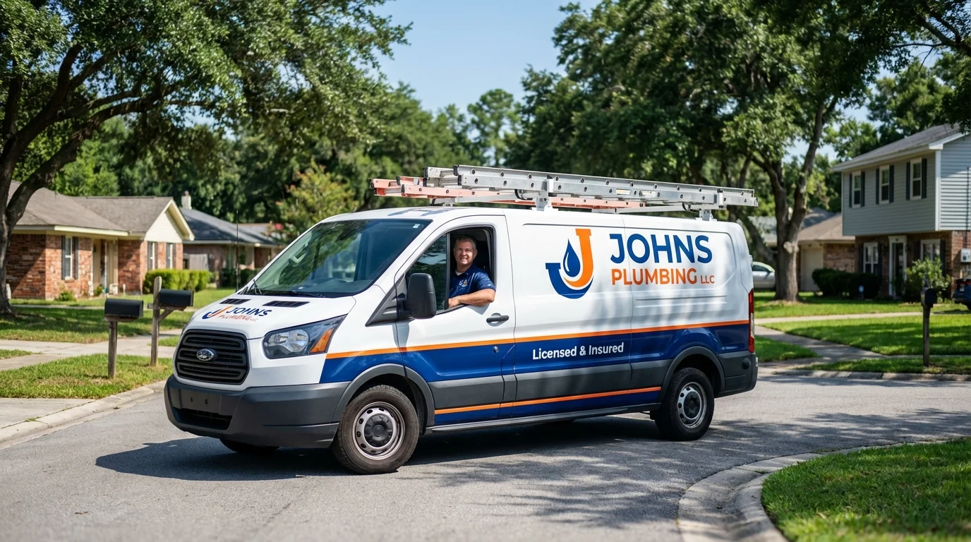 Johns Plumbing LLC service van in Elwood, NJ